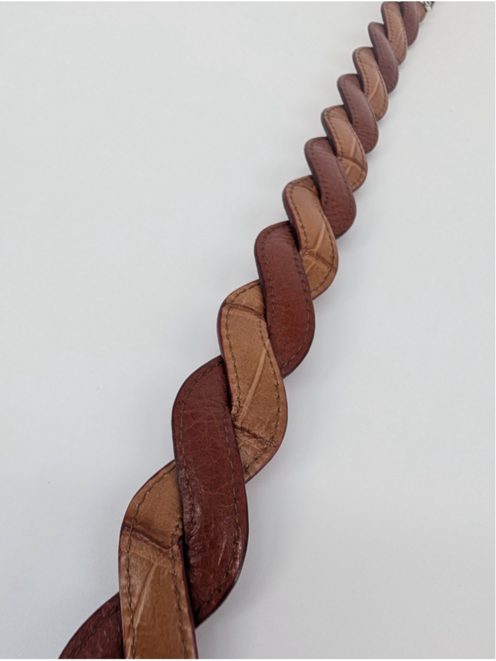 Vintage Brighton B40167 Reversible Red Brown Braided Croc Embossed Leather Belt - Picture 7 of 14